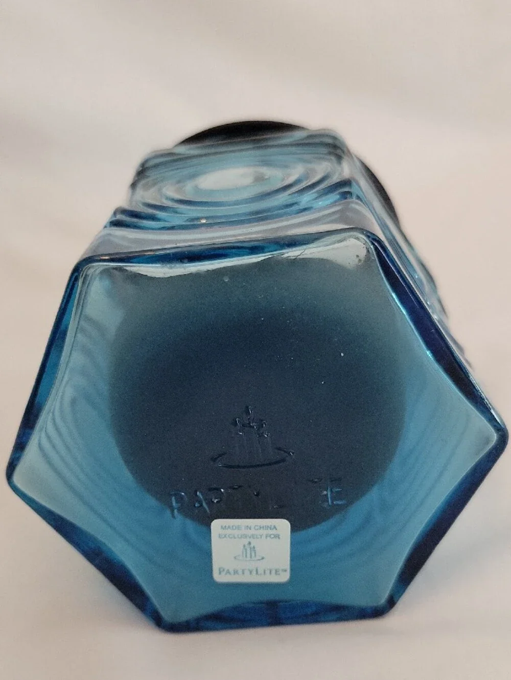 Blue Swirl Glass Lantern with Black Handle - Decorative Accent